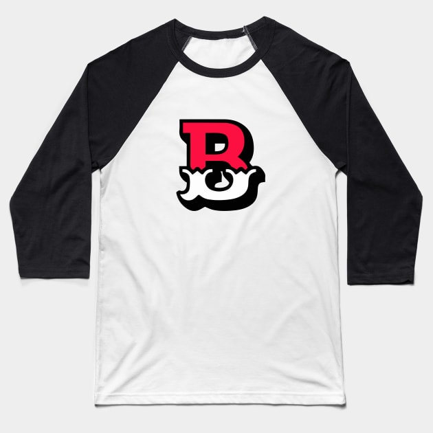 Monogram B - Alphabet Scrapbooking Red/White Circus Style Baseball T-Shirt by RetroGeek
